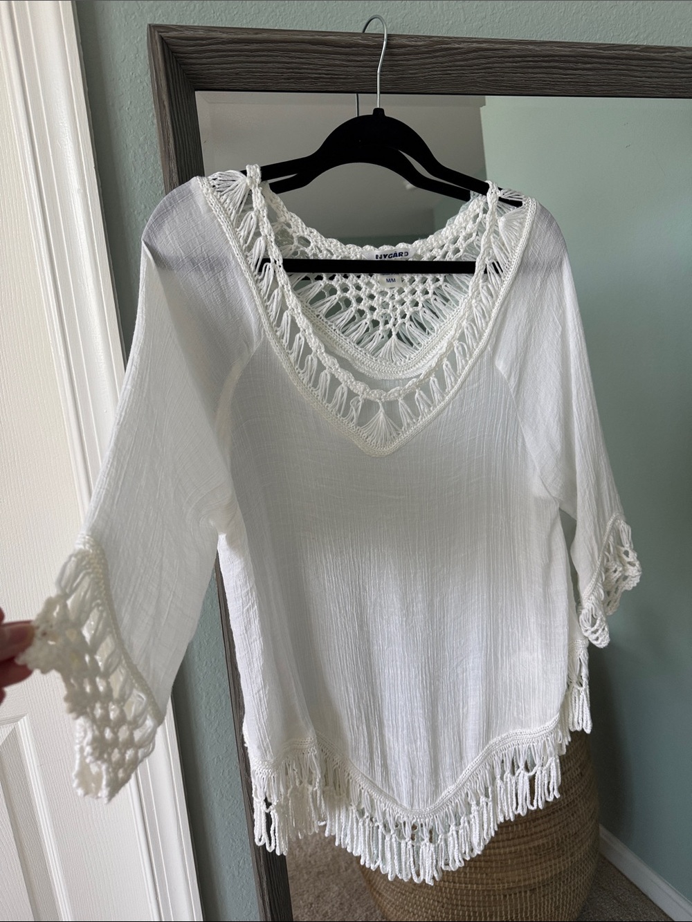 NYGard white Crochet Trim Boho Top